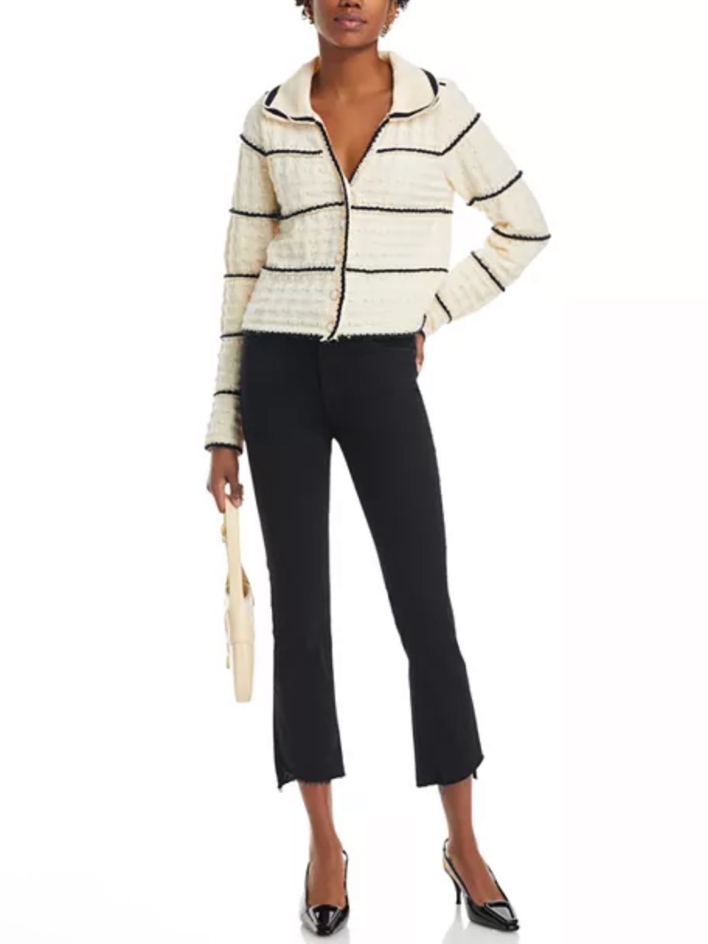 MOTHER The Insider High Rise Crop Step Fray Jeans in Not guilty Black size 24